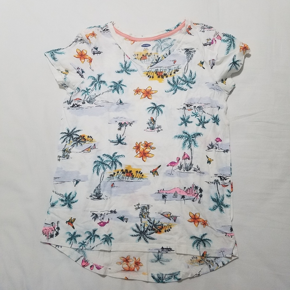 Old Navy Girls Tee with Tropical Print Sz XL (14)